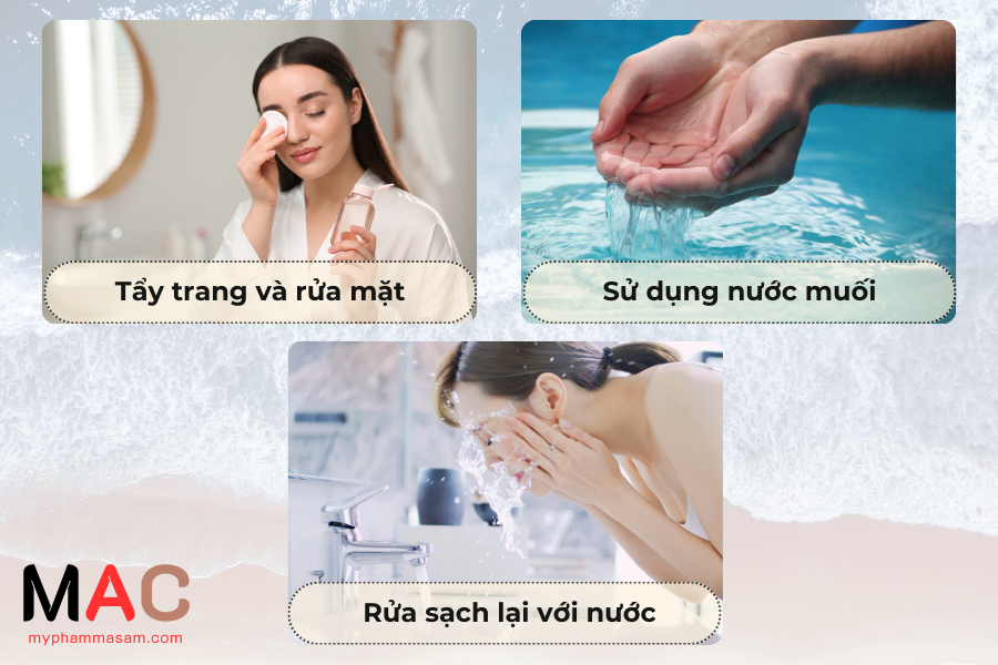 Các bước làm sạch da mặt bằng nước muối